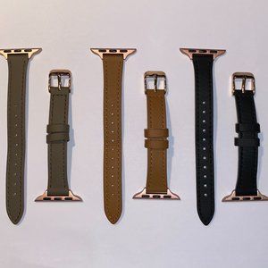 3 Genuine Leather with Rose Gold Accents Apple Watch Bands